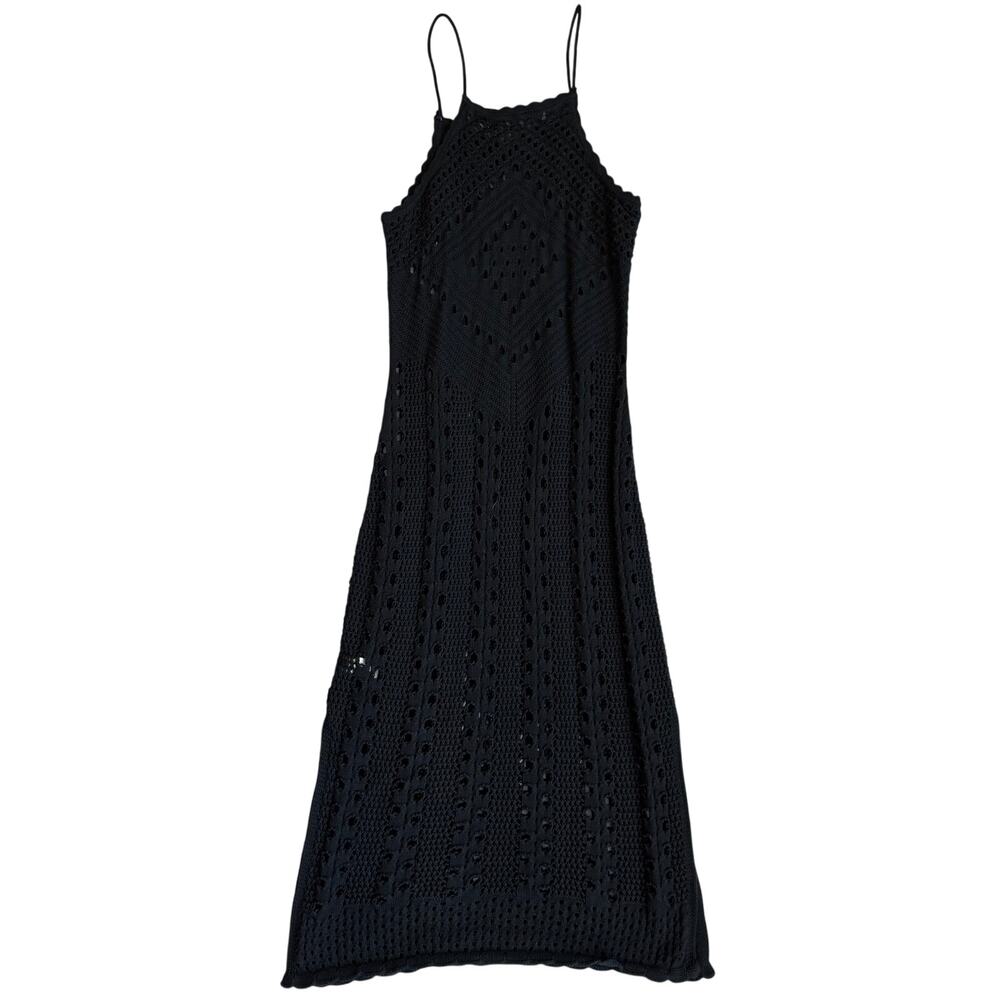 Aerie Black, Crochet, Halter, Midi Dress- L - Picture 3 of 9